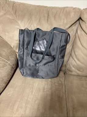 Bath & Body Works Gray Quilted Tote with Sequin Pouch